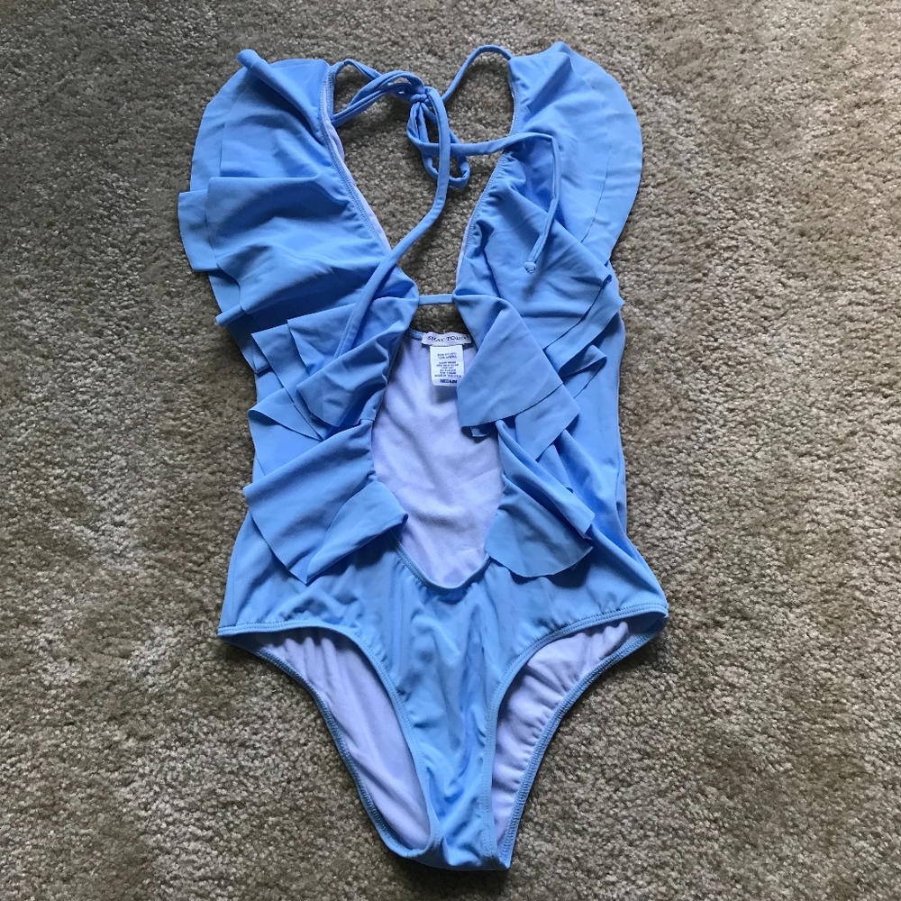 Shay Todd - Baby Blue Plunge One Piece Swim Suit